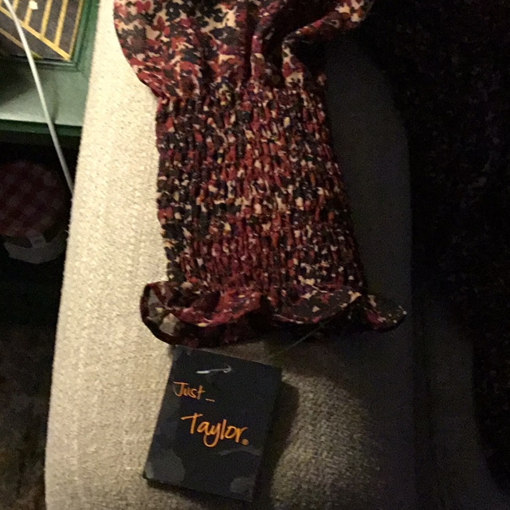 Just Taylor Animal Print Long Sleeved  Chiffon Smocked Dress Size 14  $30 - Picture 13 of 13